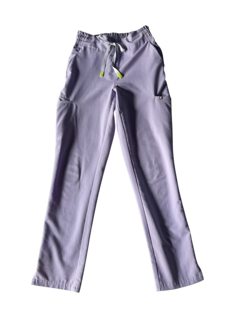 Figs Women's Sz XP Petite Yola Purple Haze Skinny Scrub Pants W/ Gray Drawstring